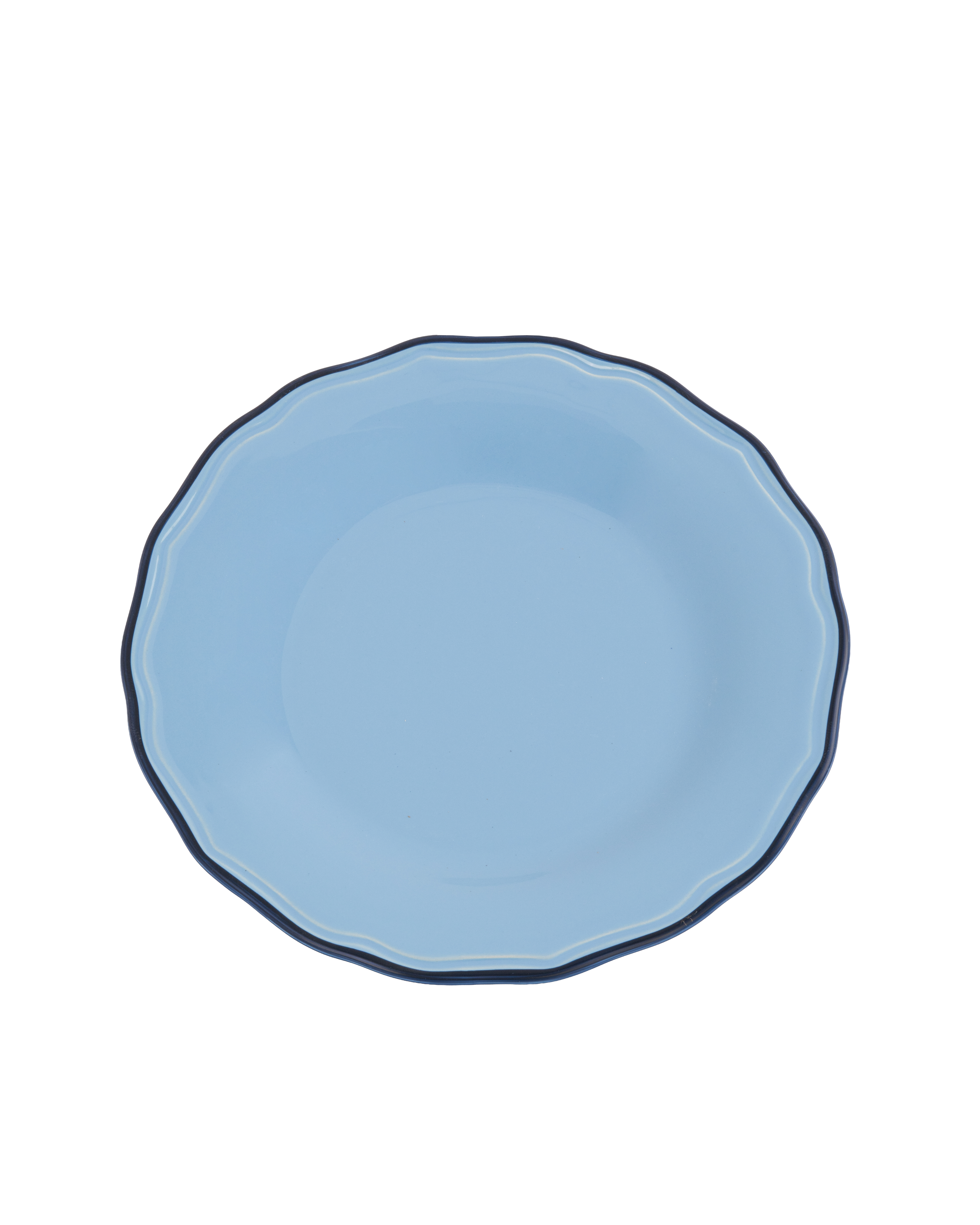 Asolo dinner plate with blue rim