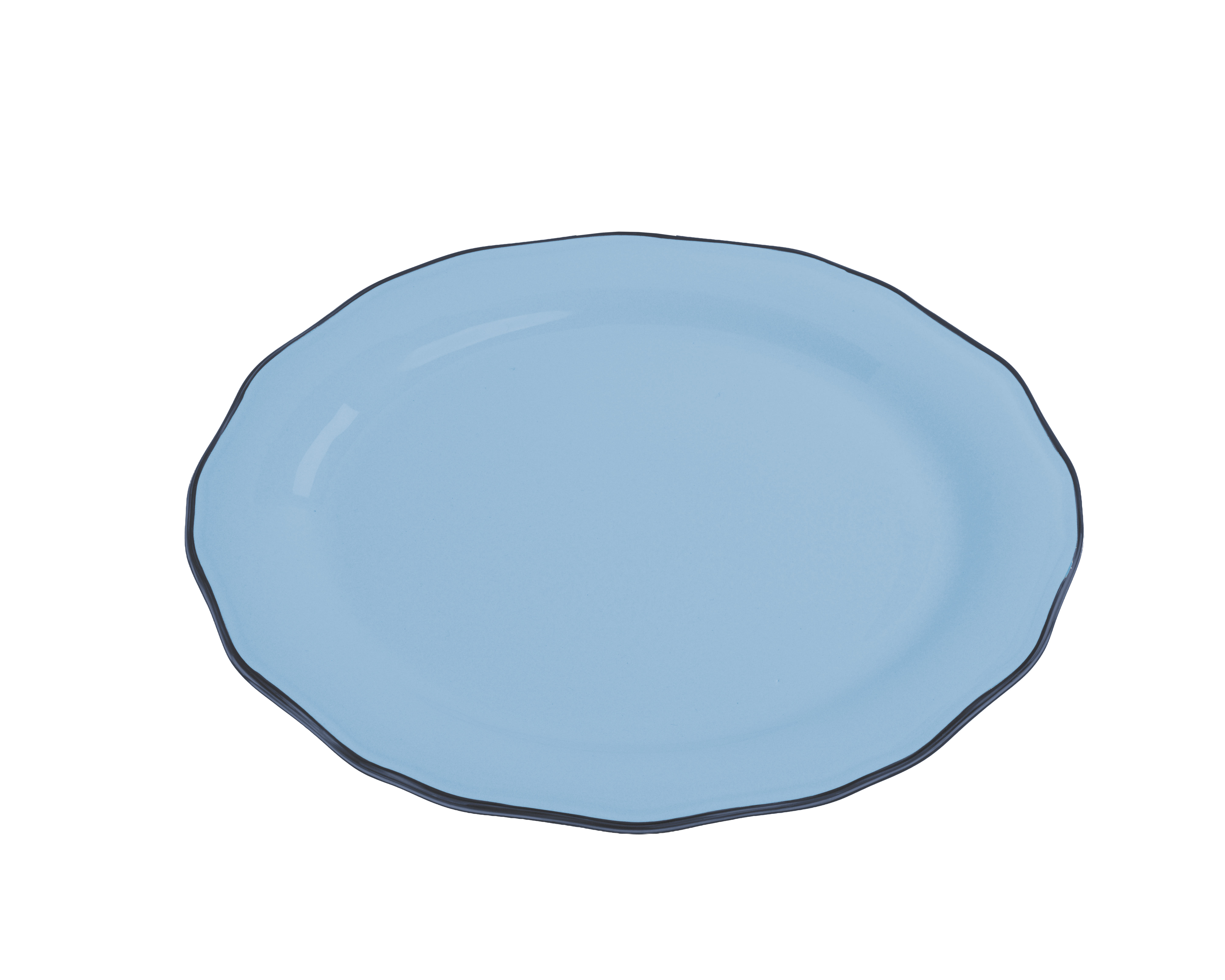 Asolo oval plate with blue rim