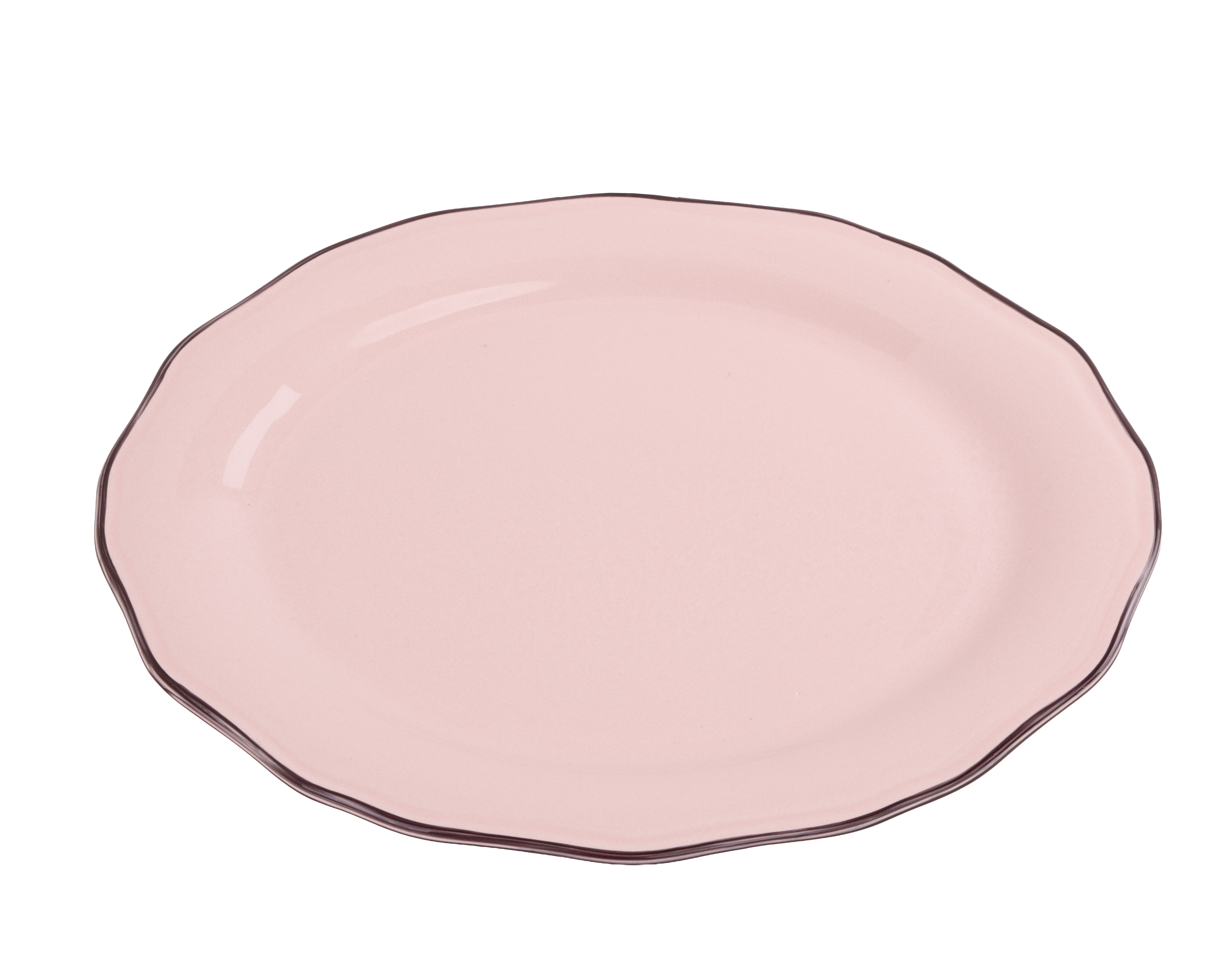 Asolo oval plate with pink surface and brown rim