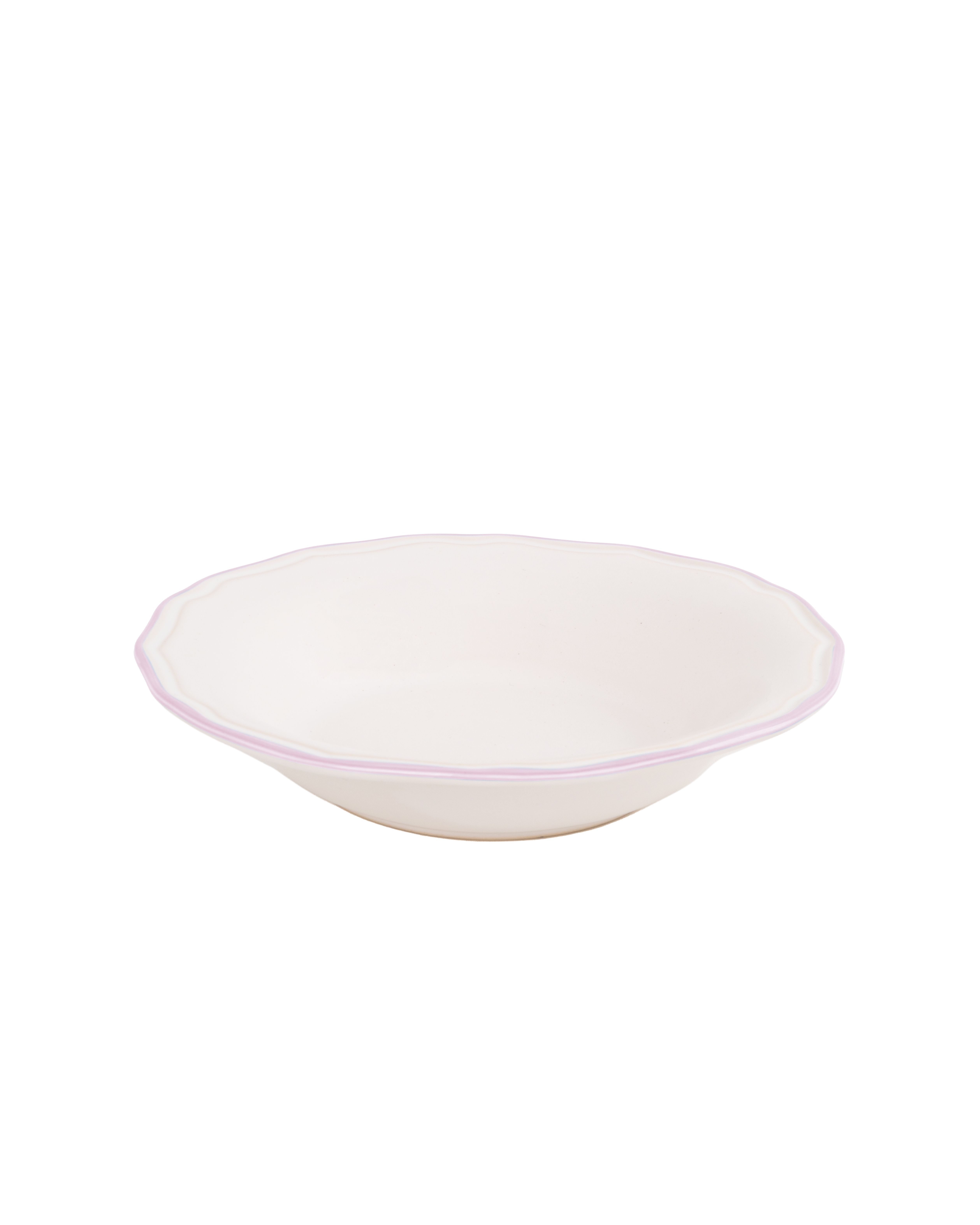 Asolo soup plate with soft pink rim
